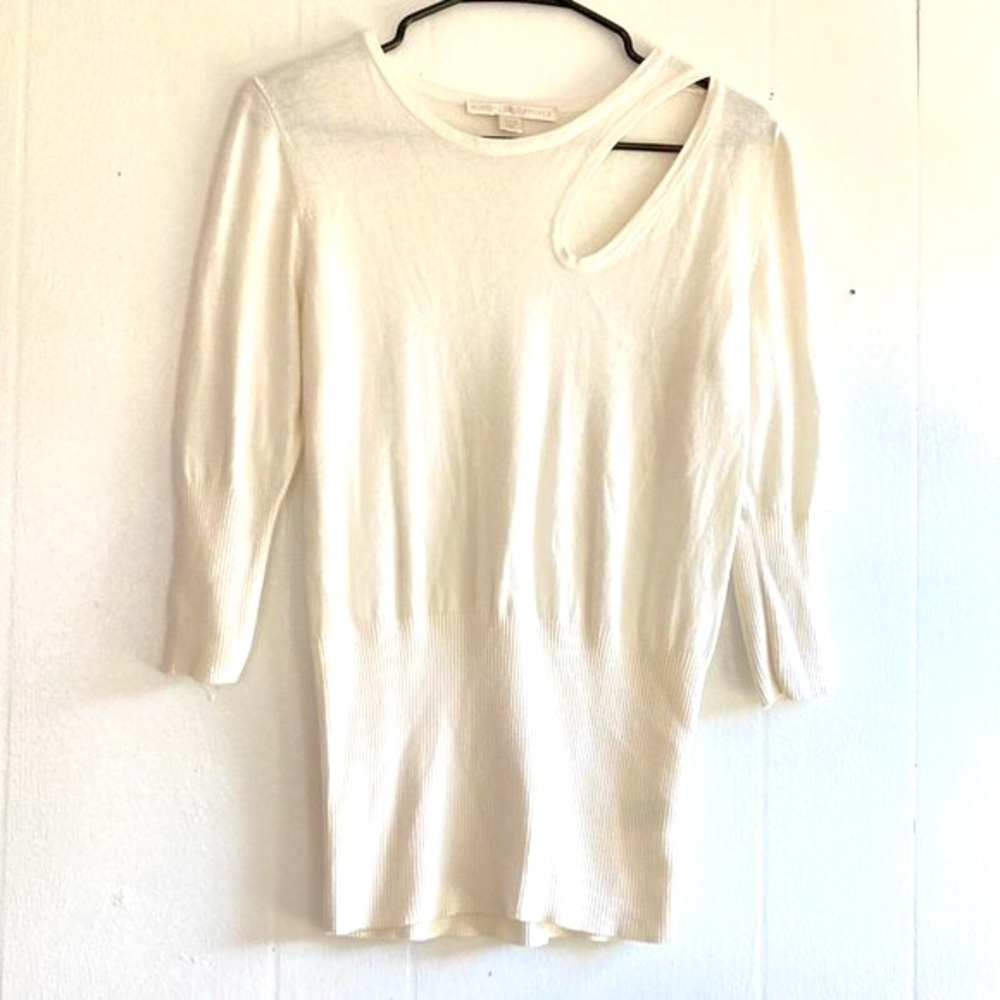 Boston Proper Cream Sweater with Cutout Detail